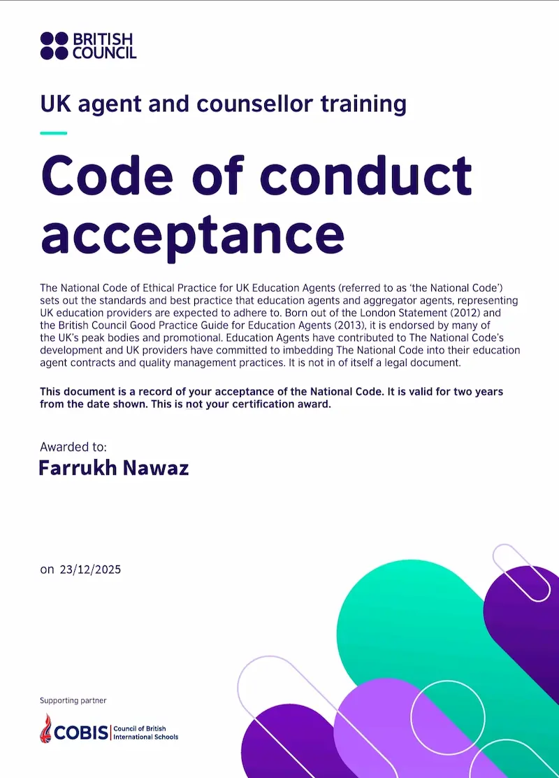 Farrukh Nawaz British Council trainer certificate