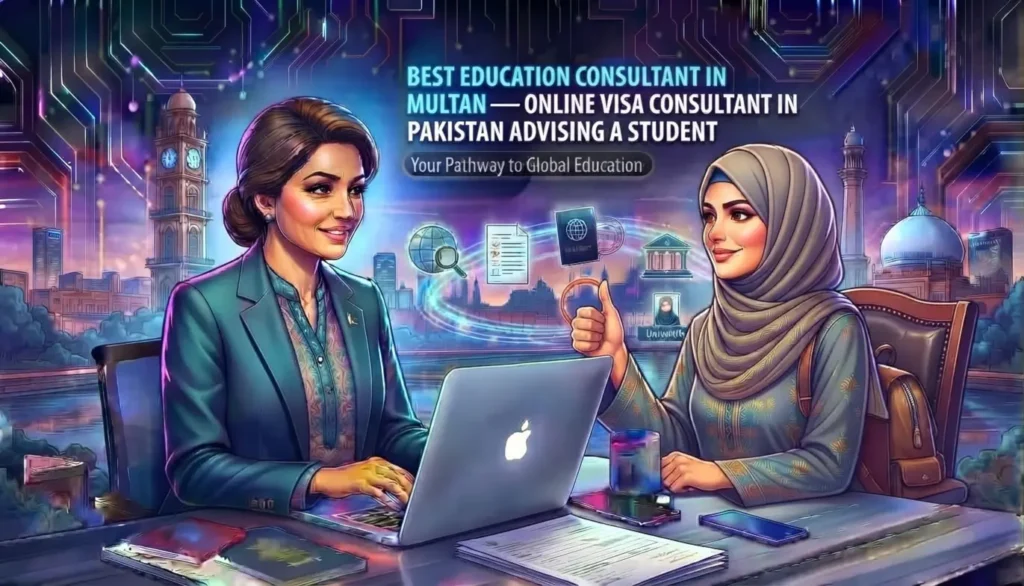 Best education consultant in Multan — online visa consultant in Pakistan advising a student