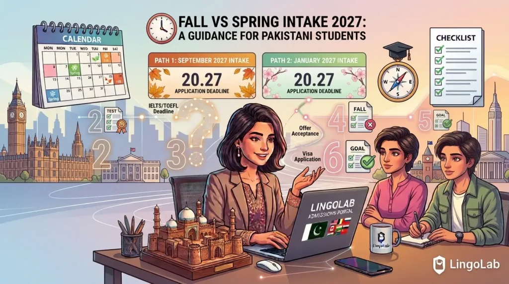 Fall vs spring intake — Pakistani student comparing September intake 2027 and January intake 2027 deadlines