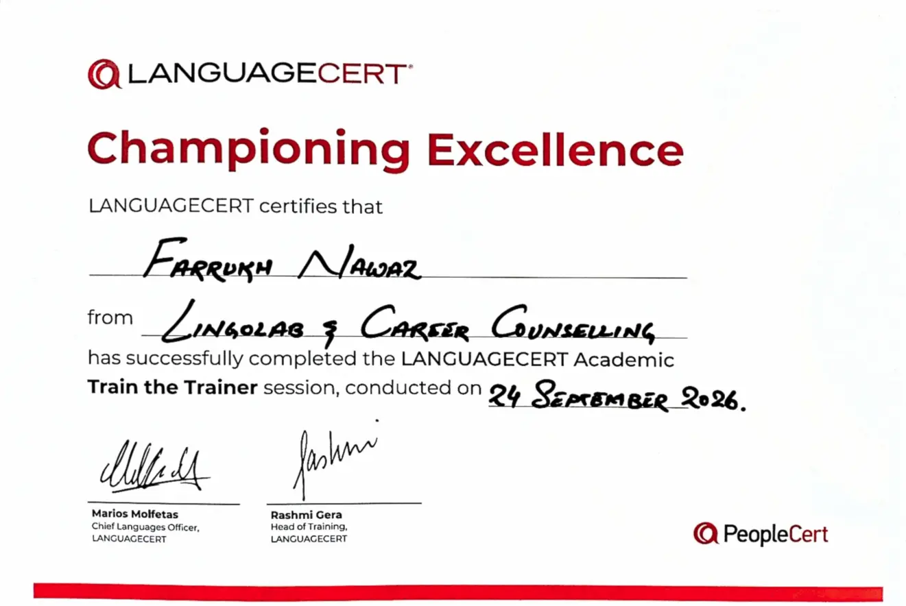 Farrukh Nawaz LanguageCert certificate