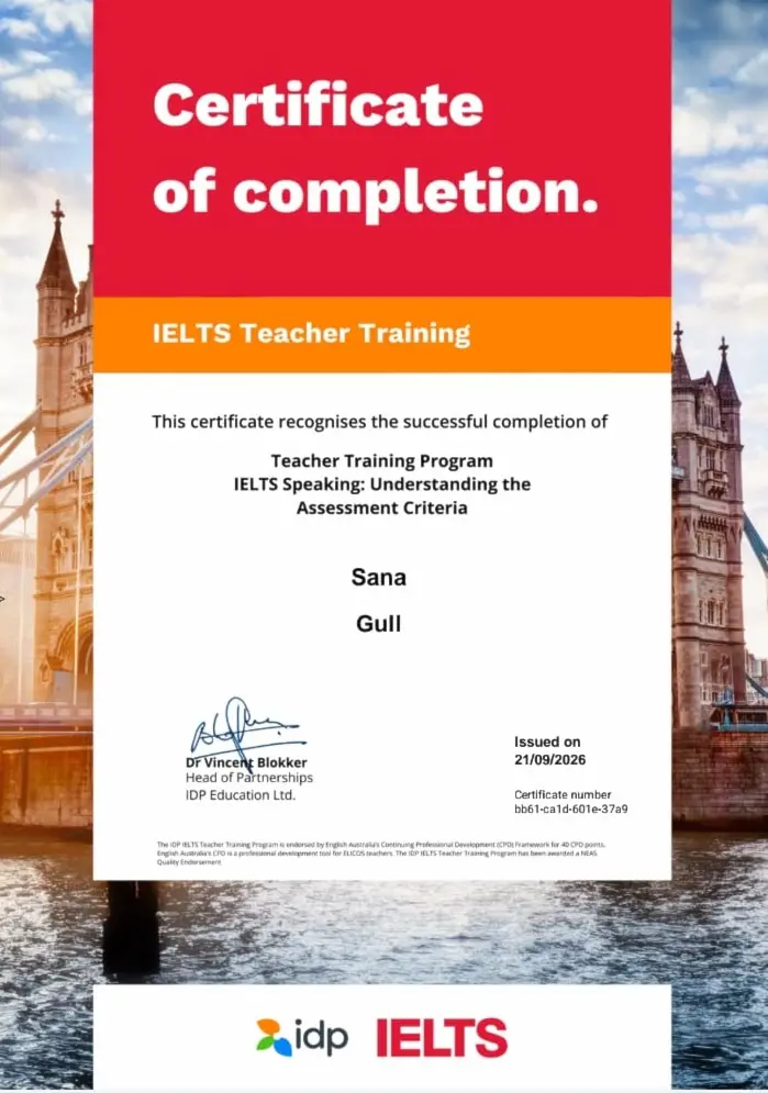 Sana Gull IDP certificate
